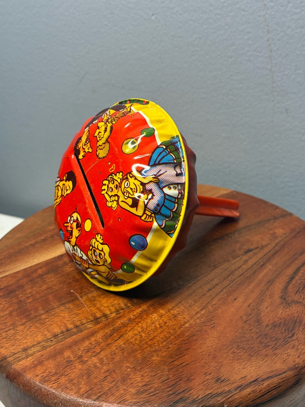 Vintage Tin Litho Party Noisemaker Rattle – Cartoon Party Graphics